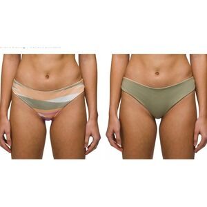 Prana Women's L Gemma Reversible Hipster Swim Bottom Waves Green Orange NWT 9720